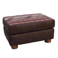 Beartooth Aspen Mountain Comfort Upholstered Chair Ottoman - Natural Log - Dakota Brandy Accent Upholstery & Vail Harvest Main Upholstery