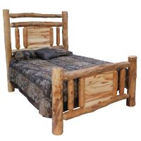 Beartooth Aspen Mountain Lakes Accent Traditional Log Bed - Queen - Wild Panel & Natural Log - Single Log Rail Footboard
