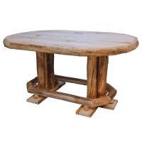 Beartooth Aspen Oval Log Pub Tables - 72"L x 42"W x 36"H (Counter Height) - Natural Panel & Natural Log - Standard Table Top Finish - Foot Rest