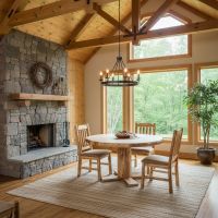 Rustic Dining Table: Some lifestyle images are created with AI for visualization purposes. Crafted from natural solid wood, each piece is unique and will vary.