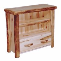 Beartooth Aspen 1 Drawer Medium Bookcases - 39"W - Flat Drawer Fronts - Natural Panel & Natural Logs