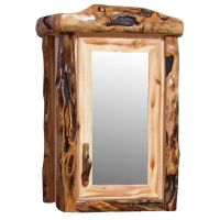 Beartooth Aspen Single Door Log Medicine Cabinet - Flat Front - 24"W - Wild Panel & Gnarly Log - Hinge Right