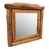 Beartooth Aspen Single Door Log Medicine Cabinet - Flat Front - 30"W - Natural Panel & Natural Log - Hinge Left