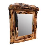 Beartooth Aspen Single Door Log Medicine Cabinet - Log Front - 24"W - Natural Panel & Gnarly Log - Hinge Right