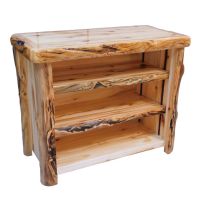 Beartooth Aspen Small Bookcase - 39" - Wild Panel & Gnarly Log - Liquid Glass Top Finish