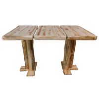 Beartooth Aspen Square Log Pub Table - 42" Square x 42"H (Bar Height) - Wild Panel & Natural Log - Standard Table Top Finish - Expandable (22" leaf)