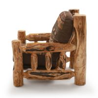 Beartooth Aspen Timber Comfort Log Chair - Gnarly Log - Dakota Brandy Accent Upholstery & Cloudcroft Earth Main Upholstery