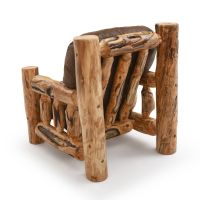 Beartooth Aspen Timber Comfort Log Chair - Gnarly Log - Dakota Brandy Accent Upholstery & Cloudcroft Earth Main Upholstery