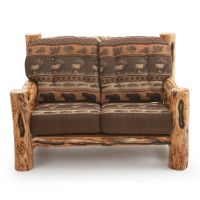 Beartooth Aspen Timber Comfort Log Loveseat - Gnarly Log - Dakota Brandy Accent Upholstery & Cloudcroft Earth Main Upholstery