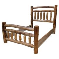 Beartooth Aspen Timberland Accent Traditional Log Bed - Queen - Natural Log - Double Log Rail Footboard