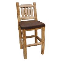 Beartooth Aspen Timberland Upholstered Log Pub Stool - Side Stool - 30"H (Bar Height) - Natural Log