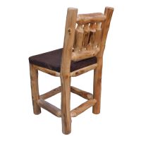 Beartooth Aspen Timberland Upholstered Log Pub Stool - Side Stool - 24"H (Counter Height) - Natural Log