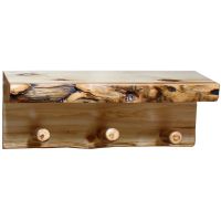 Beartooth Aspen Timberline Wall Shelf Coat Rack - 24" - Natural Panel & Gnarly Log