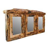 Beartooth Aspen Triple Door Log Medicine Cabinet - Log Front - 60"W - Natural Panel & Gnarly Log