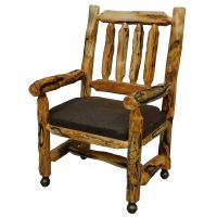 Beartooth Aspen Upholstered Log Office Chair - Side Chair - Gnarly Log - Dakota Brandy Upholstery