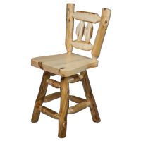 Beartooth Aspen Woodland Swivel Log Pub Stool - Side Stool - 24" (Counter Height) - Natural Panel & Natural Log