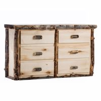 Beaver Creek Aspen 6 Drawer Log Dresser - Dark Aspen - Standard Character - Flat Front Drawers - Clear Finish