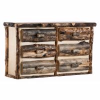 Beaver Creek Aspen 6 Drawer Log Dresser - Dark Aspen - Standard Character - Half Log Drawers - Clear Finish