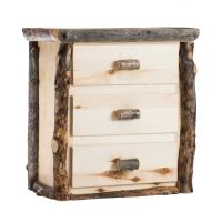Beaver Creek Aspen 3 Drawer Log Chest--Flat drawer fronts, Clear finish, Dark aspen, Standard logs