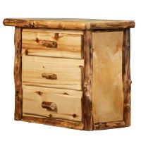 Beaver Creek Aspen 3 Drawer Log Chest--Flat drawer fronts, Honey finish, Light aspen, Standard logs
