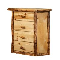 Beaver Creek Aspen 4 Drawer Log Chest--Flat drawer fronts, Honey finish, Light aspen, Standard logs