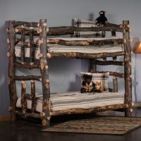 Beaver Creek Aspen Log Bunk Bed--Twin over Twin, Dark aspen, Standard logs, Clear finish