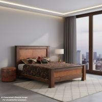 Rustic Bed: This image was generated or modified using AI for visualization purposes.
