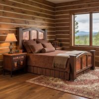 Copper Bed: Some lifestyle images are created with AI for visualization purposes. Crafted from natural solid wood, each piece is unique and will vary.
