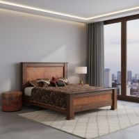 Rustic Bed: Some lifestyle images are created with AI for visualization purposes. Crafted from natural solid wood, each piece is unique and will vary.