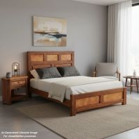Rustic Copper Bed: This image was generated or modified using AI for visualization purposes.