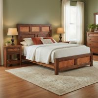 Copper Panel Bed: Some lifestyle images are created with AI for visualization purposes. Crafted from natural solid wood, each piece is unique and will vary.