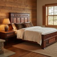 Reclaimed Wood Bed: Some lifestyle images are created with AI for visualization purposes. Crafted from natural solid wood, each piece is unique and will vary.