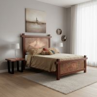 Reclaimed Wood Bed: Some lifestyle images are created with AI for visualization purposes. Crafted from natural solid wood, each piece is unique and will vary.