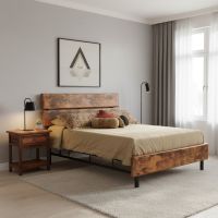 Modern Bed: Some lifestyle images are created with AI for visualization purposes. Crafted from natural solid wood, each piece is unique and will vary.