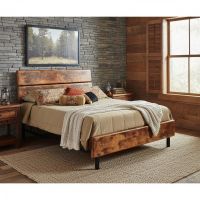 Contemporary Bed: Some lifestyle images are created with AI for visualization purposes. Crafted from natural solid wood, each piece is unique and will vary.