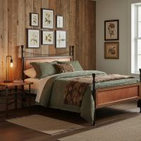 Copper Bed: Some lifestyle images are created with AI for visualization purposes. Crafted from natural solid wood, each piece is unique and will vary.