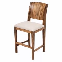 Bell Arc Golden Walnut Bar Stool - 24" - Crème Linen Fabric