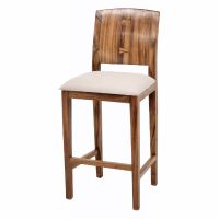 Bell Arc Golden Walnut Bar Stool - 30" - Crème Linen Fabric