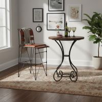 Copper Pub Table: Some lifestyle images are created with AI for visualization purposes. Crafted from natural solid wood, each piece is unique and will vary.