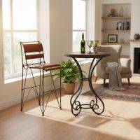 Rustic Copper Table: Some lifestyle images are created with AI for visualization purposes. Crafted from natural solid wood, each piece is unique and will vary.
