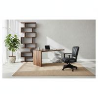 Modern Office Decor: Some lifestyle images are created with AI for visualization purposes. Crafted from natural solid wood, each piece is unique and will vary.