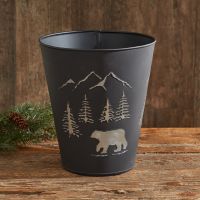 Rustic Black Bear Waste Basket