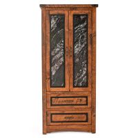 Black Granite Rustic 2 Drawer Armoire - Antique Barnwood Finish