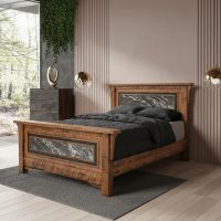 Rustic Contemporary Bed: Some lifestyle images are created with AI for visualization purposes. Crafted from natural solid wood, each piece is unique and will vary.