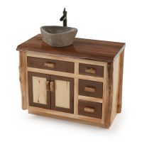 Black Walnut & Rustic Aspen Vanity - Sink Left