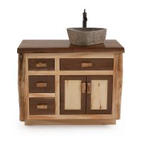 Black Walnut & Rustic Aspen Vanity - Sink Right