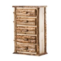 Boulder Mountain 5 Drawer Aspen Log Chest--Half log drawers, Clear finish, Standard logs, Light aspen