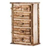Boulder Mountain 6 Drawer Aspen Log Bachelor Chest--Half log drawers, Clear finish, Standard logs, Light aspen