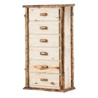 Boulder Mountain 6 Drawer Aspen Log Chest--Flat drawer fronts, Clear finish, Standard logs, Light aspen