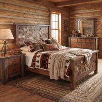 Rustic Barnwood Bed: Some lifestyle images are created with AI for visualization purposes. Crafted from natural solid wood, each piece is unique and will vary.